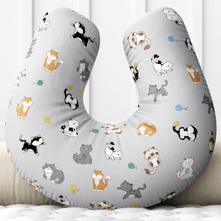 Almofada Amamentação Gatinhos Cinza