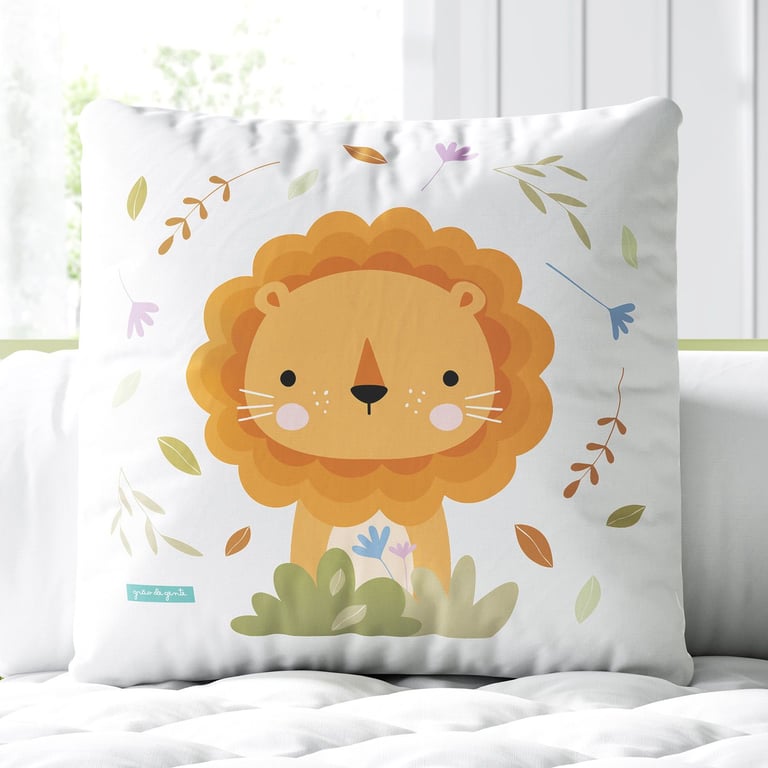 Almofada Quadrada Amiguinho Leão Selva Baby