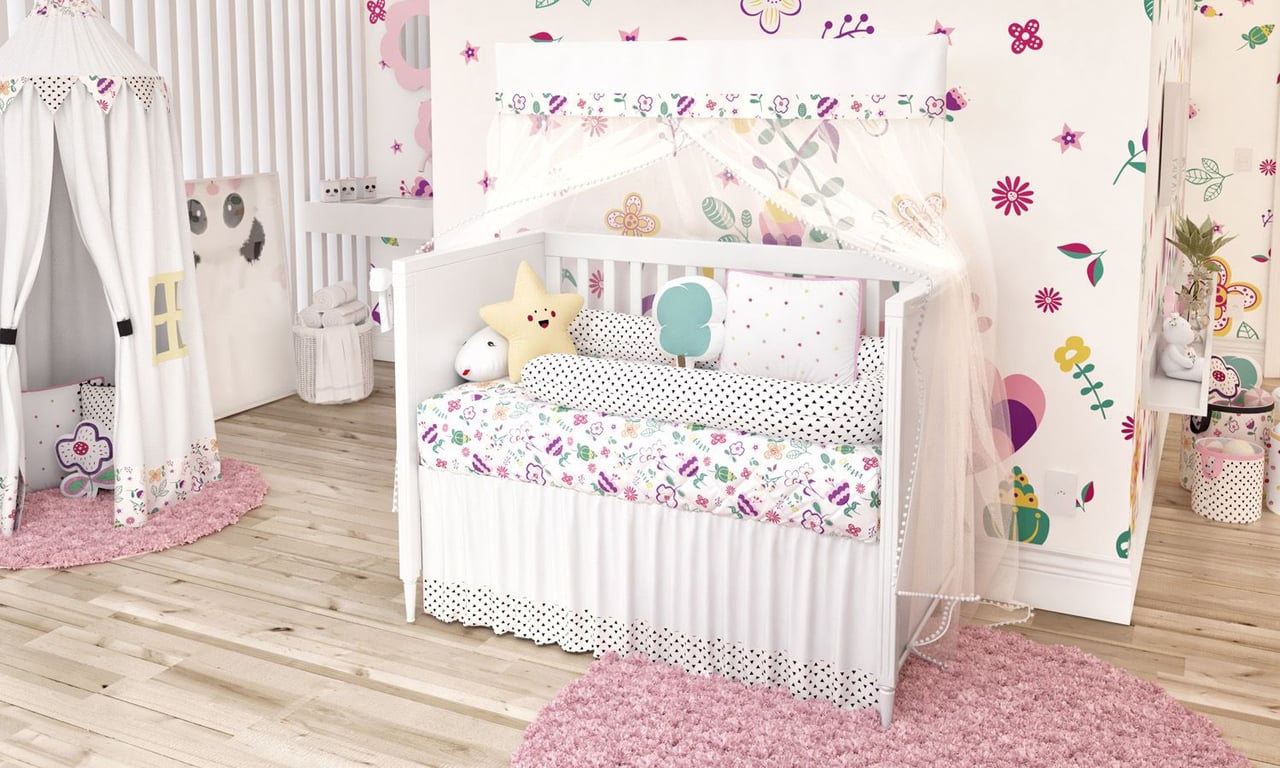 Kit Berço Minhocão Floral Moderna — vista alternativa
