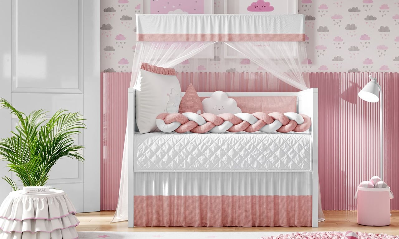 Kit Berço Trança Nuvem de Amor Rose — vista alternativa