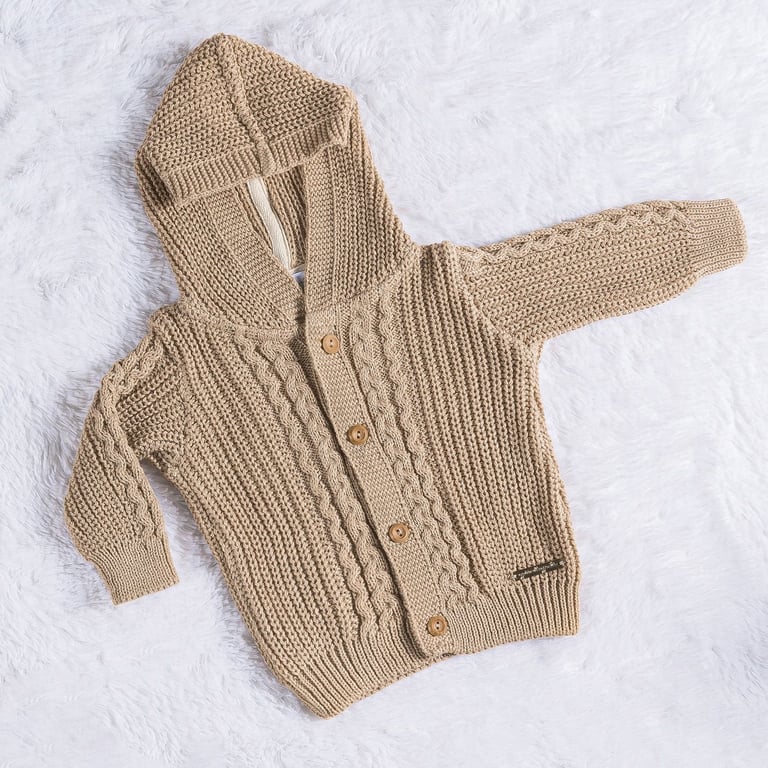 Casaquinho Tricot Capuccino com Capuz