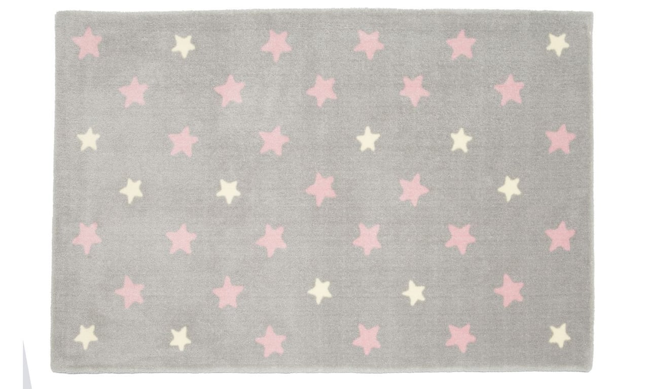 Tapete Retangular Cinza Estrela Azul 1,50m