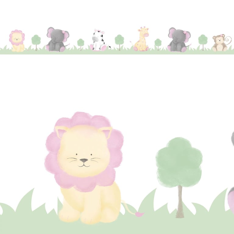 Faixa Adesiva de Parede Amiguinhos Safári