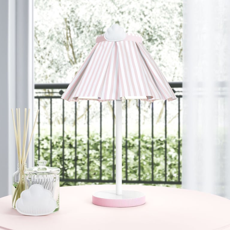 Abajur Simples Nuvem Listrado Azul e Salmão