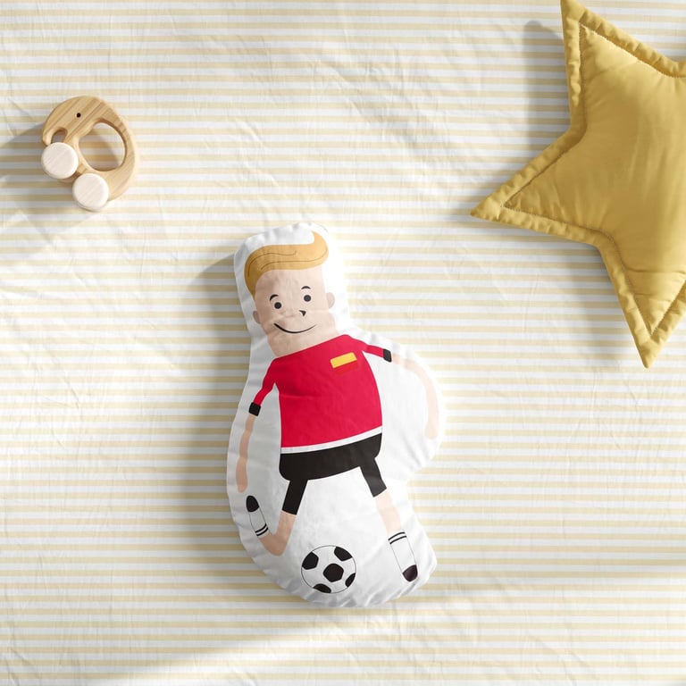 Almofada Jogador de Futebol Vermelha e Preta — vista alternativa