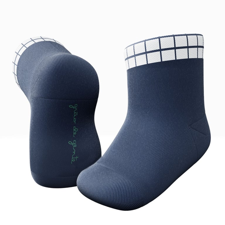 Kit Meia Bebê Grid Azul Marinho 2 Pares — vista alternativa