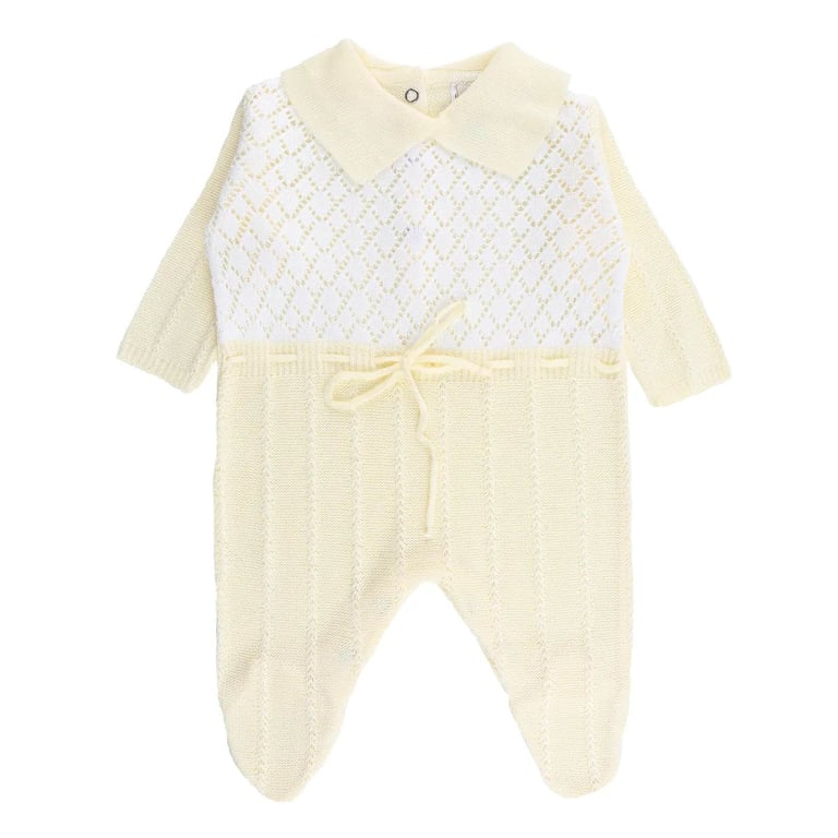 Saída de Maternidade Din Don em Linho com Detalhe de Cinto Amarelo