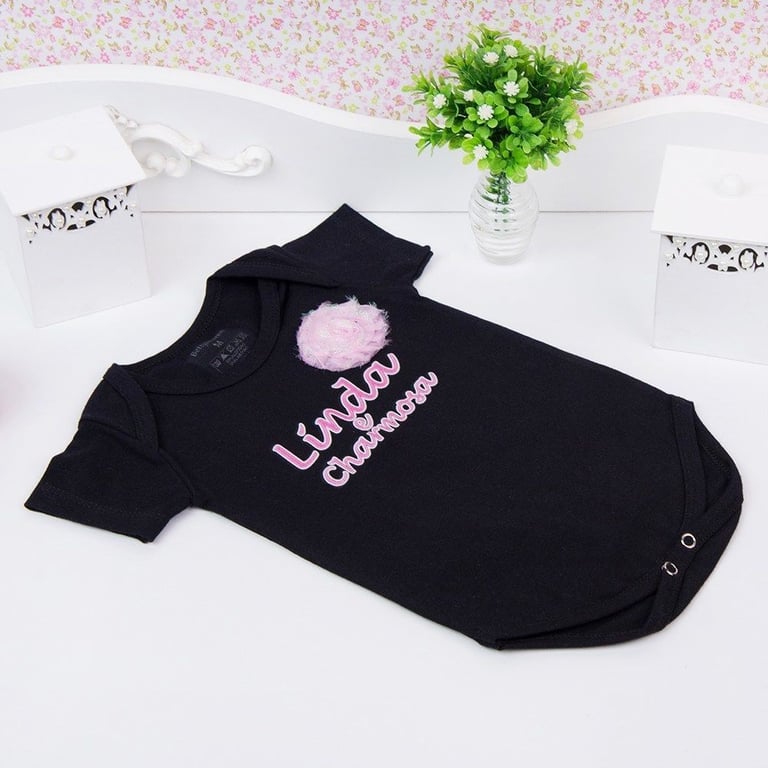 Body Manga Curta Linda e Charmosa Preto Tam GG — vista alternativa