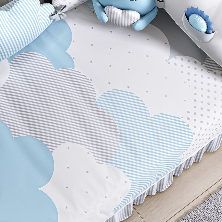 Edredom de Berço Estampado Nuvem de Algodão Rosa