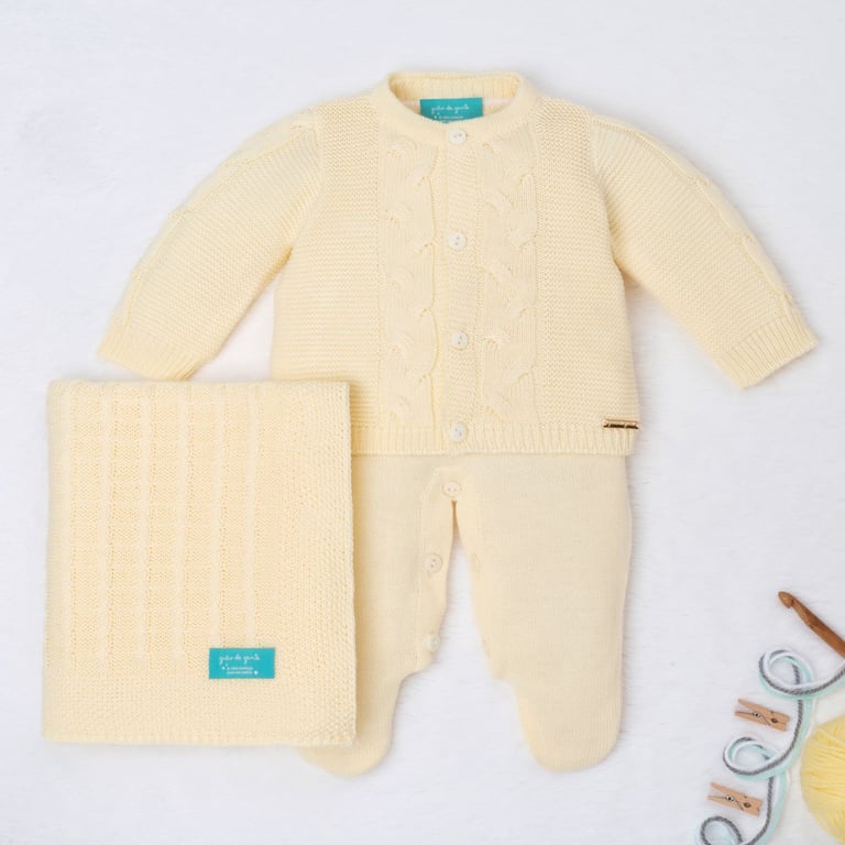 Saída Maternidade Tricot Elegante Vermelho 03 Peças