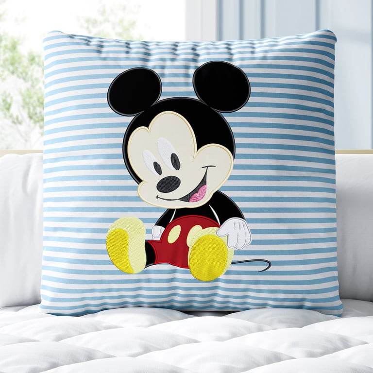 Almofada Quadrada Mickey Mouse Listra Azul 30cm