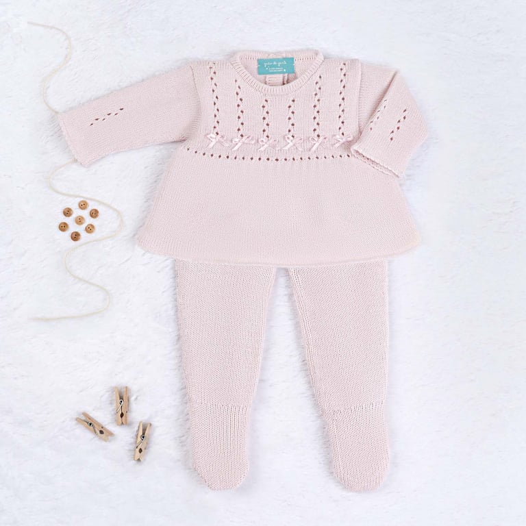 Vestido Tricot Principessa com Pérolas Rosa