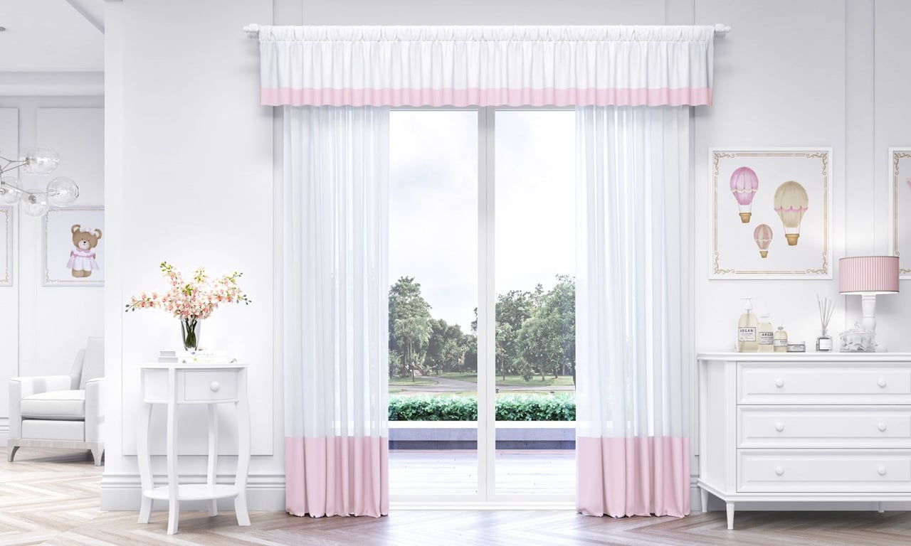 Cortina Luxo Branca/Rosa 2,30m — imagem 1 de 4