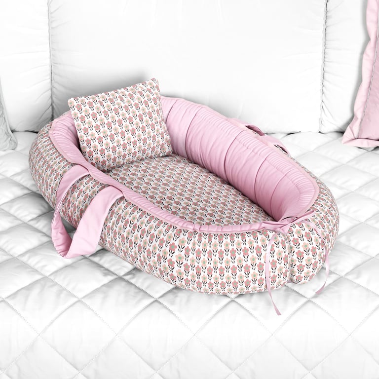 Ninho para Bebê Redutor de Berço Flor do Campo Rosa 80cm