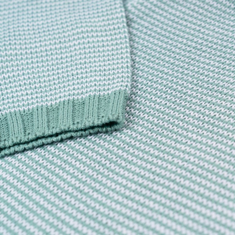 Saída Maternidade Tricot Micro Chevron Verde e Branco 03 Peças