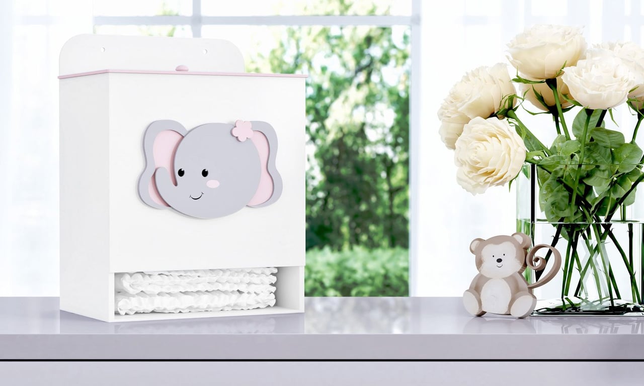 Porta Fraldas MDF Elefante Amiguinhos Safári — vista alternativa
