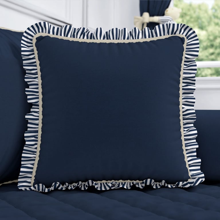 Almofada Luxo Azul Marinho com Babado 38cm