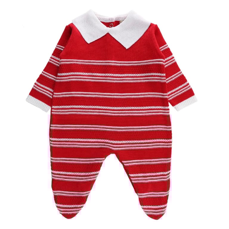 Saída Maternidade Din Don em Linho com Detalhe Zig Zag Vermelho