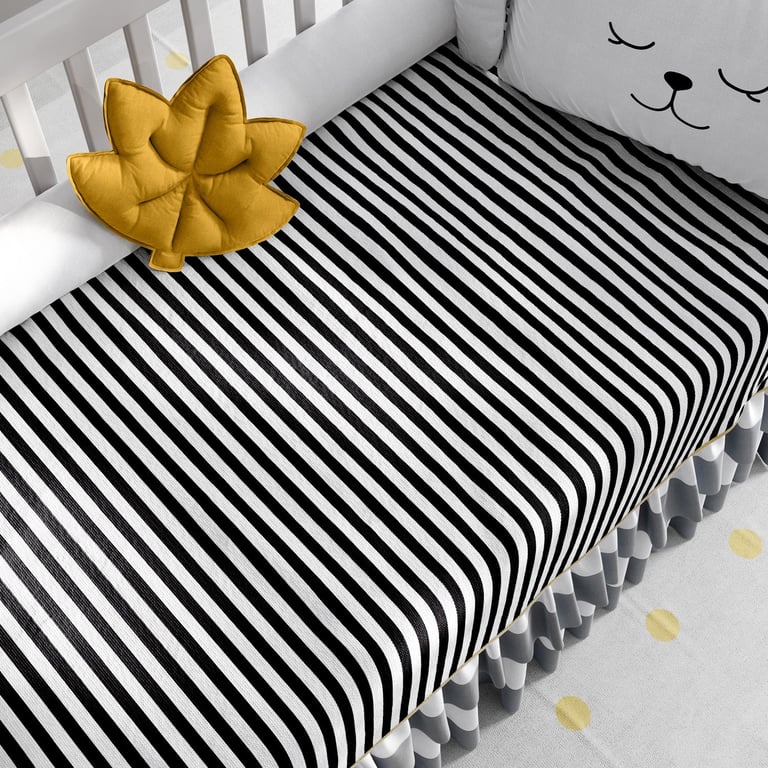 Manta Bebê Tricot Listrado Preto e Branco 1m