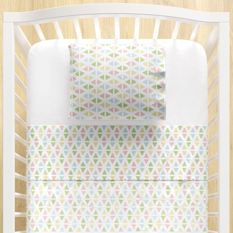Jogo de Lençol Berço Geométrico Multicolor 3 peças