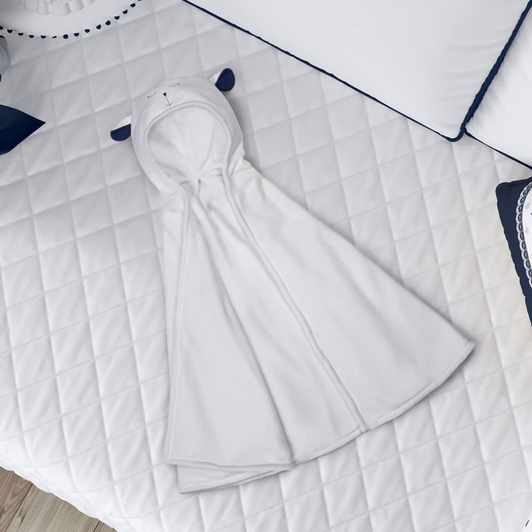 Manta com Capuz Amiguinho Carneirinho Branco e Amarelo 85cm