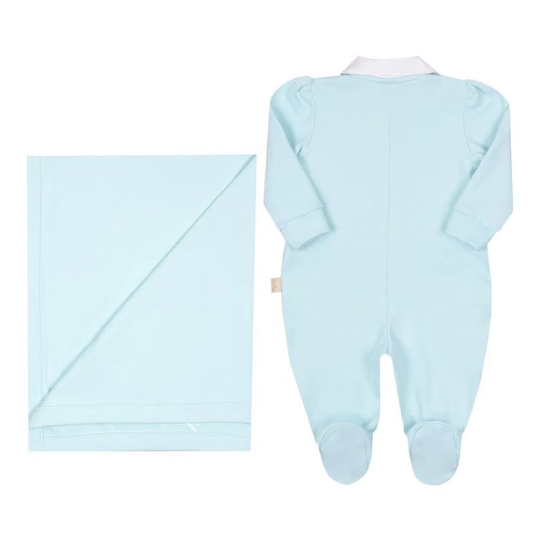 Saída de Maternidade Bebê Paraiso Bordado Floral Coração Verde