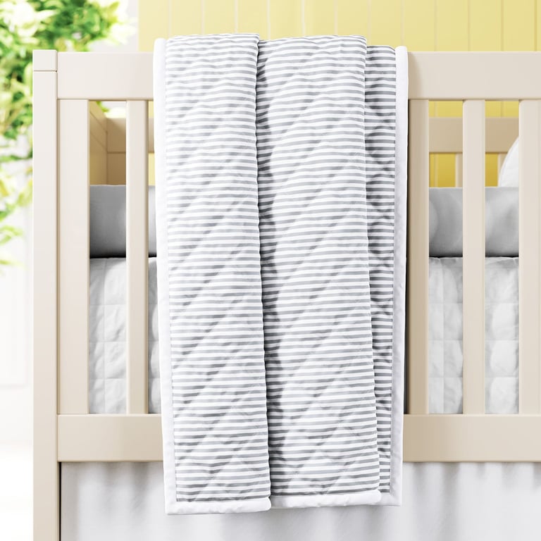 Edredom de Berço Matelassê Listras Branco/Cinza