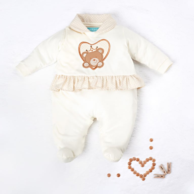 Macacão Ursinha Princesa Poá Amarelo Camomila