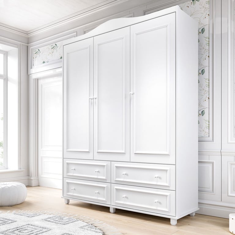 Guarda Roupa Infantil Branco 3 Portas Paris