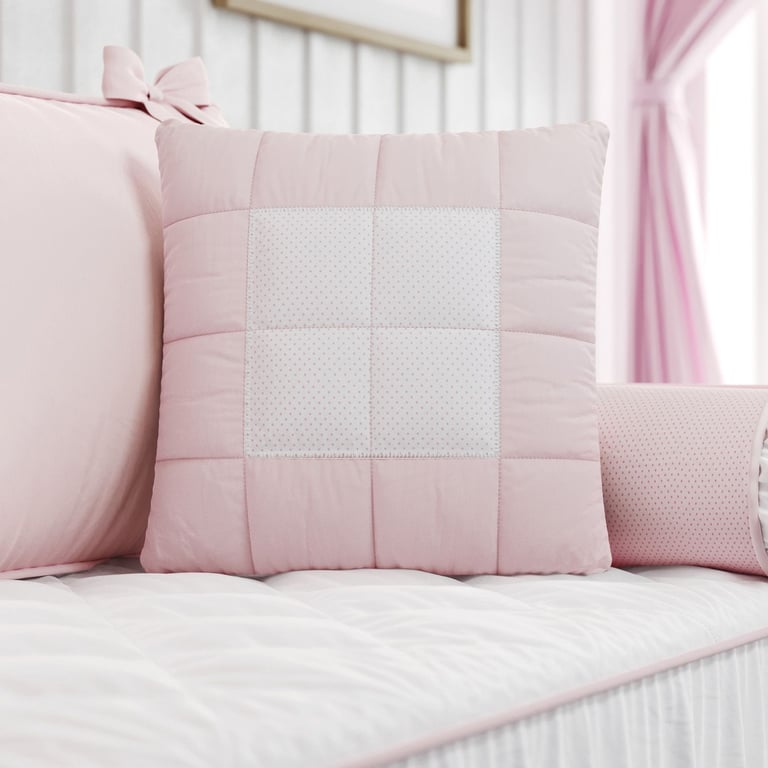 Almofada Matelada Rosa/Branco 38cm