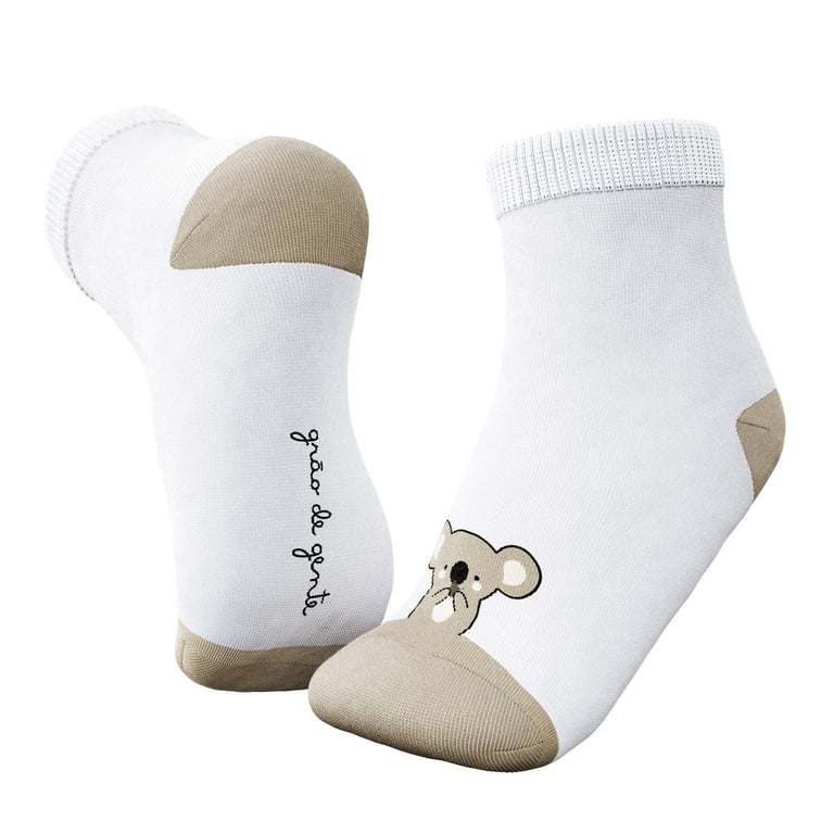 Kit Meia Bebê Tal Pai Tal Filho Trocapé Coala e Folhas Café com Leite 4 Pares Tam 13 ao 20 e 39 ao 43 — vista alternativa