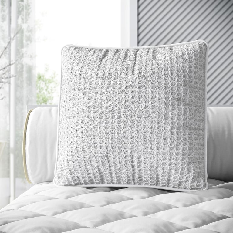 Almofada Quadrada Tricot Colmeia Branco 38cm