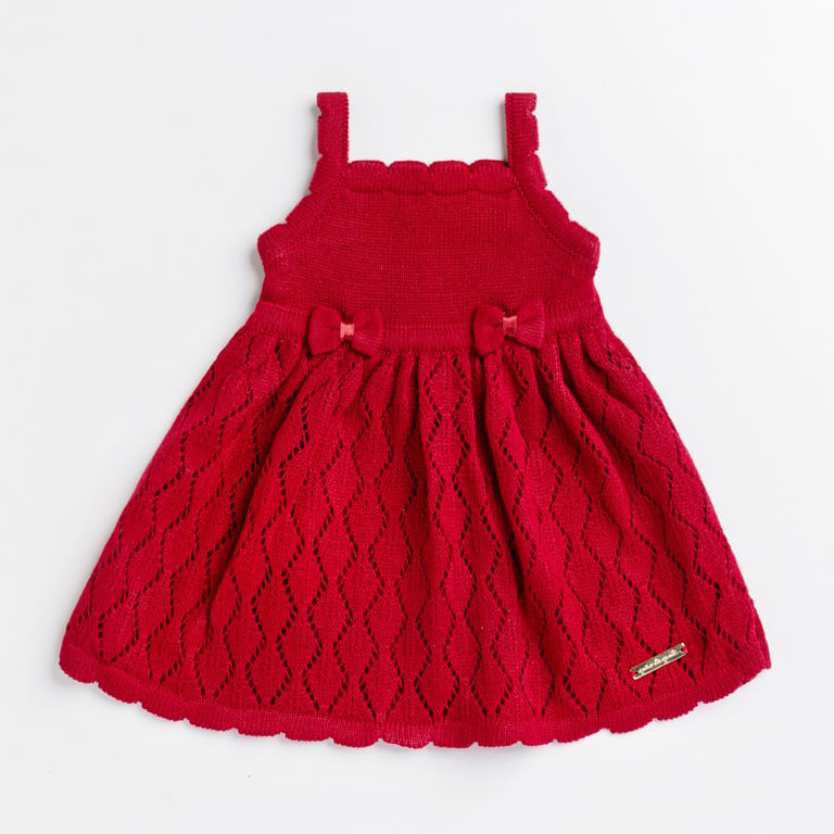 Vestido Tricot Vazado Laços Vermelho — vista alternativa