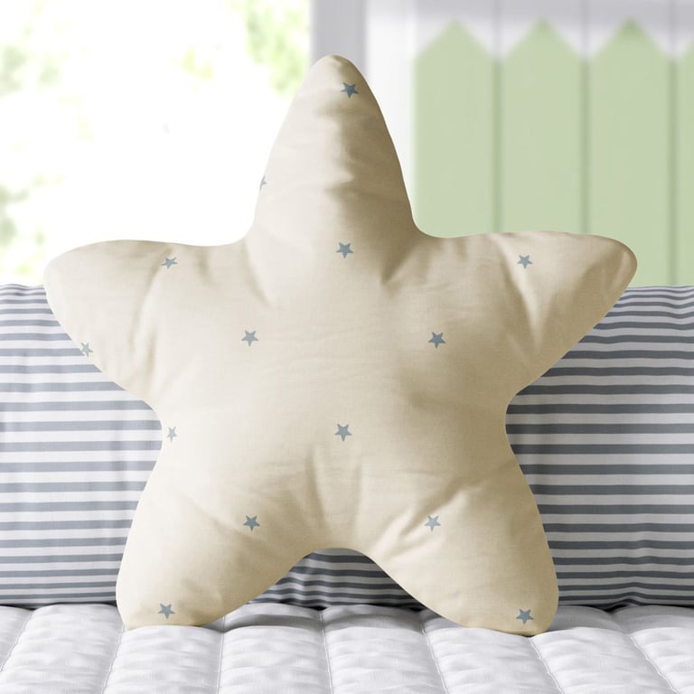 Almofada Estrela Estampada Bege e Cinza 30cm