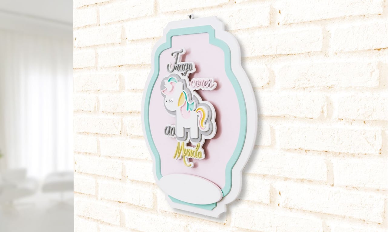 Porta Maternidade MDF Unicórnio 3D — vista alternativa