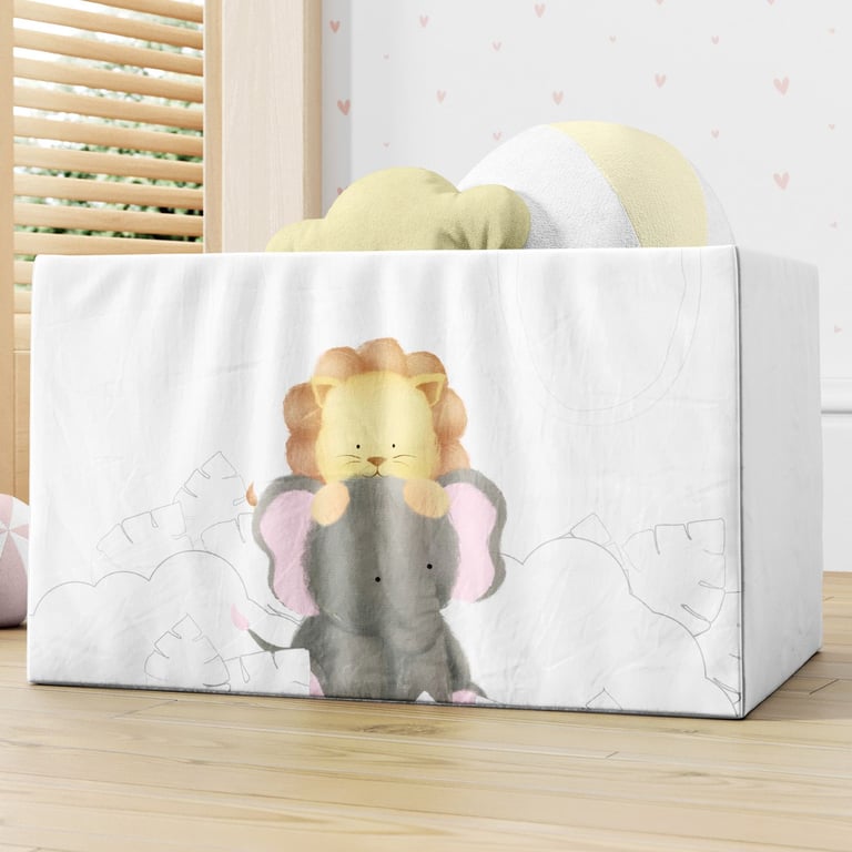 Cesto Organizador para Brinquedos Safári Aquarela Retangular 25cm