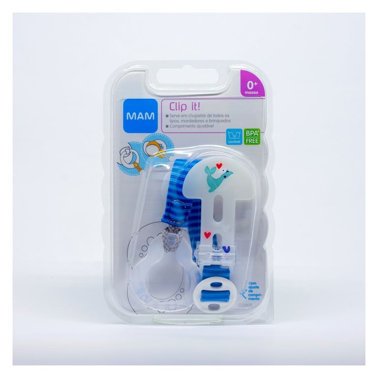 Prendedor de Chupeta Baleia Azul Listrado