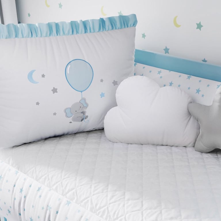 Kit Berço Sonhe Alto Elefantinho Azul