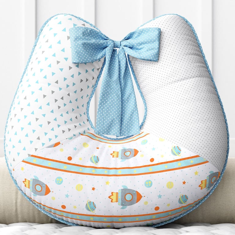 Almofada Amamentação Astronauta Patchwork Azul