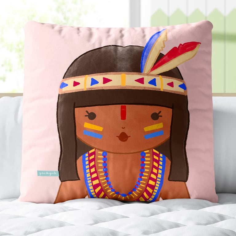 Almofada Quadrada Meninas do Mundo Tainá 30cm