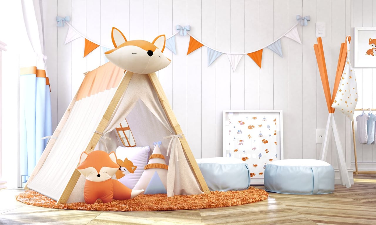 Cabana Quarto de Bebê Raposinha Laranja — vista alternativa