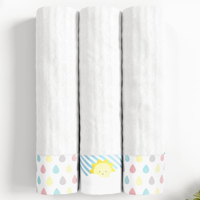 Jogo de Fraldas Ombro com Barra Gotas do Céu e Sol Amarelo