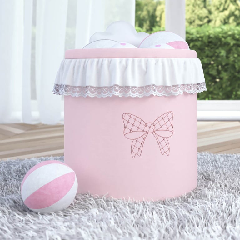 Cesto Organizador para Brinquedos Lacinho e Rendinha 28cm