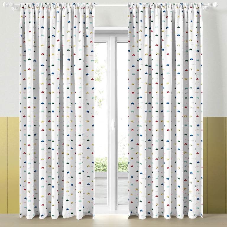 Cortina Infantil e Bebê Amiguinhos Carrinhos Coloridos