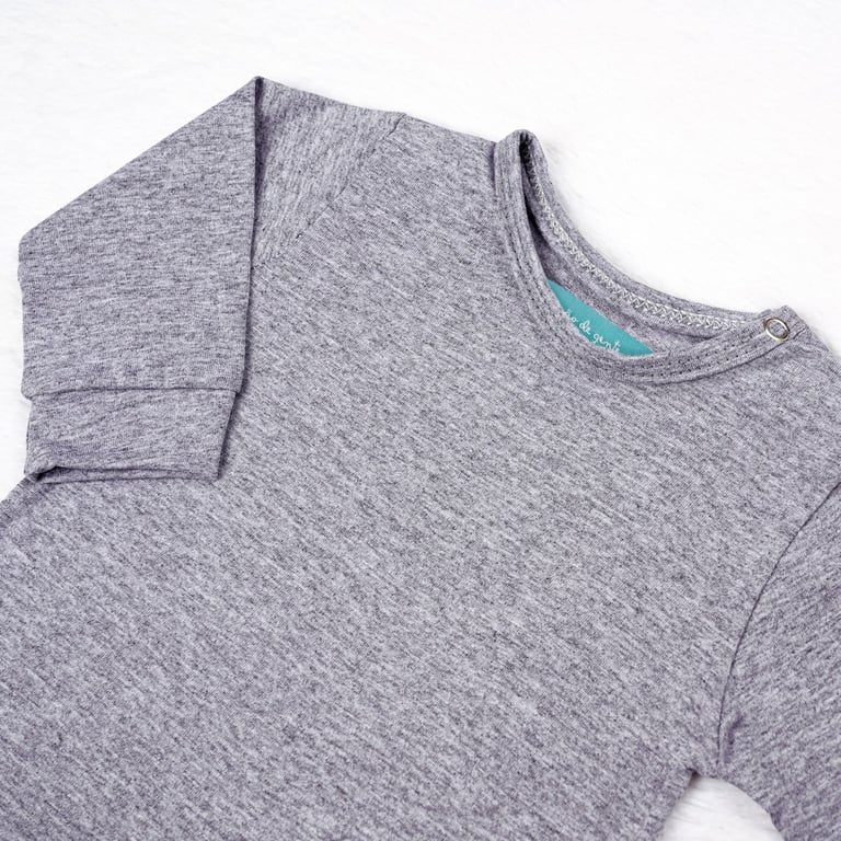 Body Manga Longa Baby Basics Cinza Mescla Tam Prematuro — imagem 1 de 4