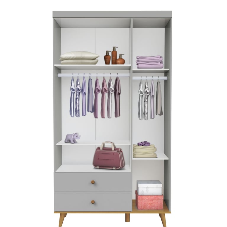 Guarda Roupa Infantil Branco 3 Portas Ludi Retrô — vista alternativa