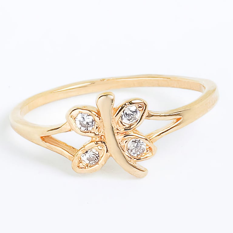 Anel Infantil Borboletinha Branca Ouro