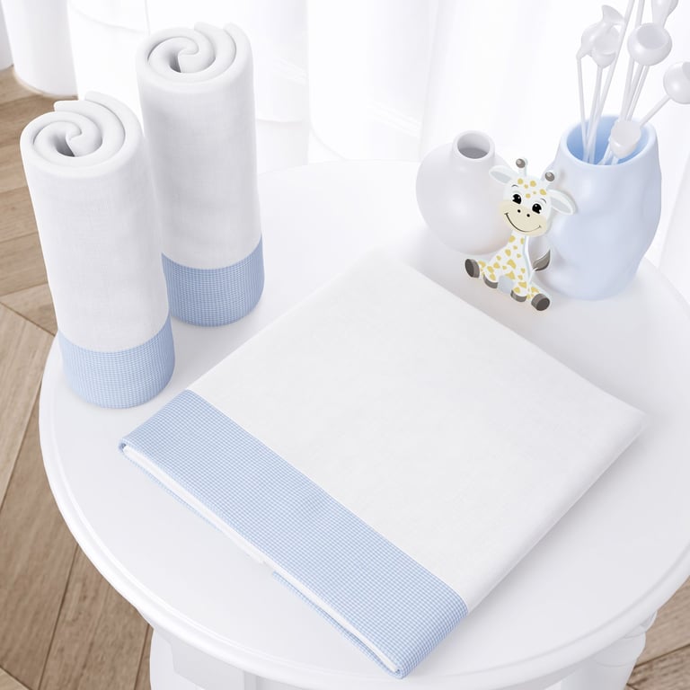 Jogo de Fraldas Ombro Barra Girafinha Clássica Azul com 3