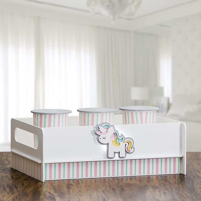 Bandeja e Potes LED Unicórnio 3D