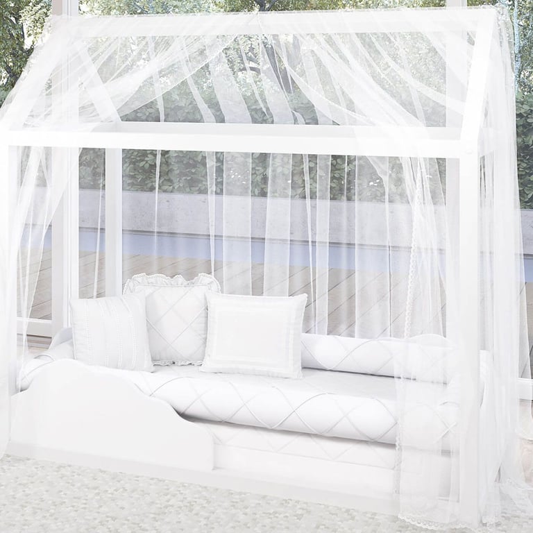 Mosquiteiro para Cama Casinha Montessoriana Branco Clássico